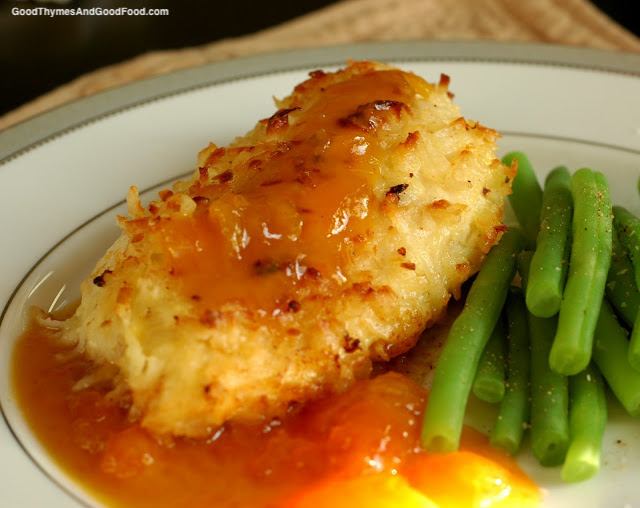 Coconut Chicken with Dijon-Apricot Sauce