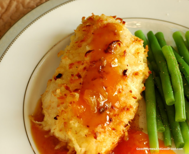 Coconut Chicken with Dijon-Apricot Sauce