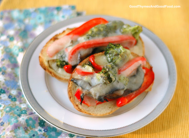 Portobello, Broccoli and Red Pepper Melts