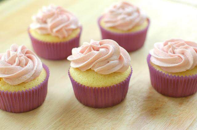 Vanilla Cupcakes with Lemon-Raspberry Buttercream